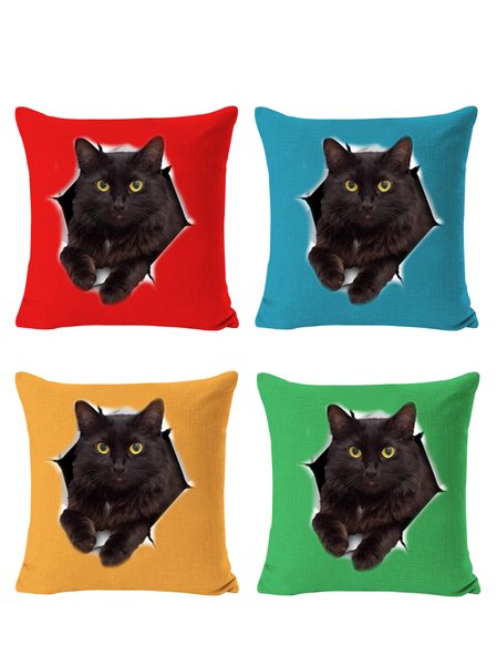 

Cat Backrest Cushion Pillow Covers 18x18 Inch Set of 4,Decorations for Home, Color3, Home
