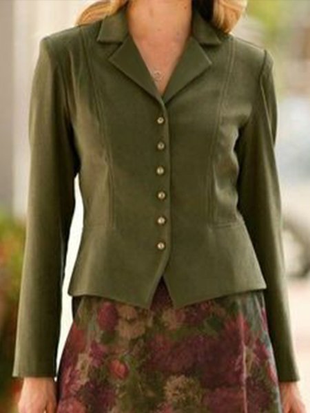 

Casual Buttoned Shawl Collar Long sleeve Blazer, Green, Blazers