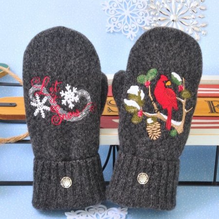 

Yarn/Wool Yarn Casual Gloves, Deep gray, Women Gloves
