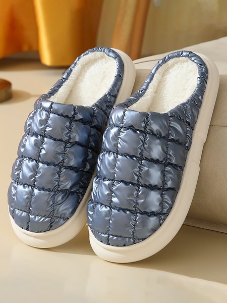 

Plus Size Thermal Lined Quilted Bedroom Slippers, Blue, Slippers
