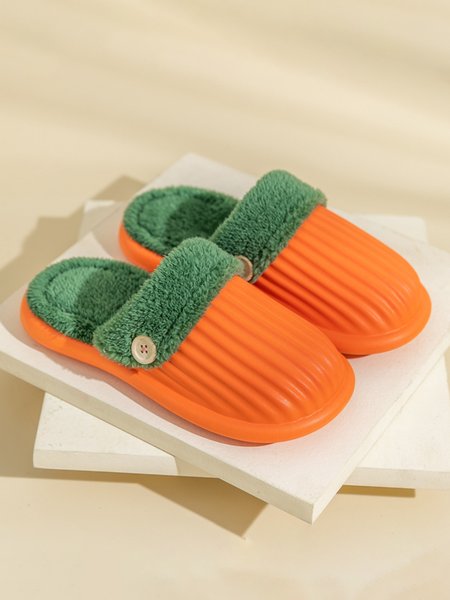 Waterproof Color Block Detachable Lined Household Slippers, Orange, Slippers