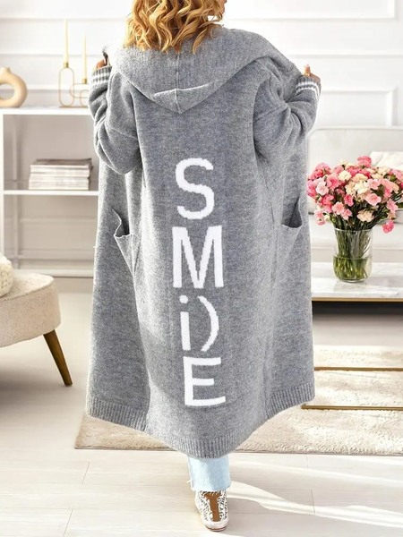 

Loose Wool/Knitting Urban Sweater Coat, Gray, Cardigans