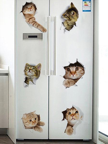 

Fun Wall Breaking Cat Decorative Sticker, As picture, Home & Garden & Decorations