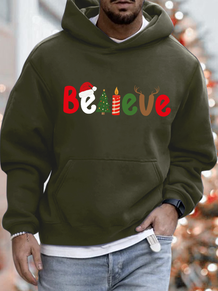 

Lilicloth X Manikvskhan Believe Mens Christmas Hoodie, Army green, Hoodies&Sweatshirts