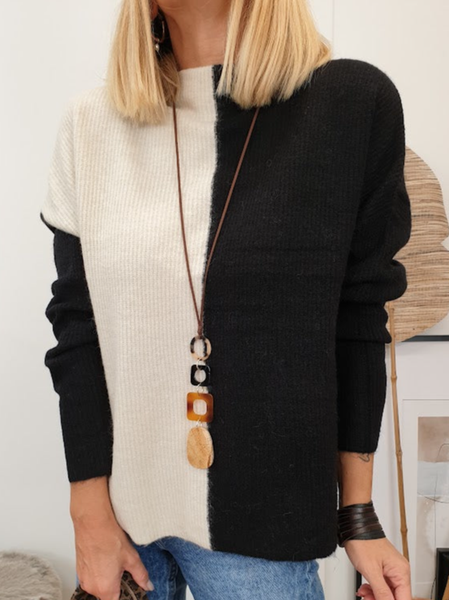 

Wool/Knitting Casual Regular Fit Turtleneck Sweater, Black-white, Sweaters