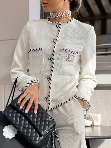 

Regular Fit Plain Elegant Long Sleeve Jacket, White, Jackets