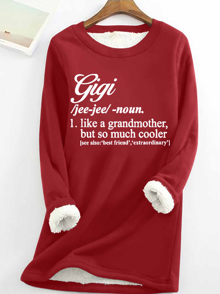 

Women's Gigi Like A Grandmother But So Much Cooler Text Letters Loose Simple Sweatshirt, Red, Hoodies&Sweatshirts