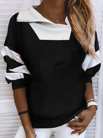 

Color Block Asymmetrical Loose Casual Sweatshirt, Black, Hoodies & Sweatshirts