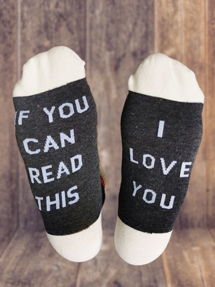 

If You Can Read This I Love You Monogram Socks Valentine's Day Gift Accessories, Gray, Accessories