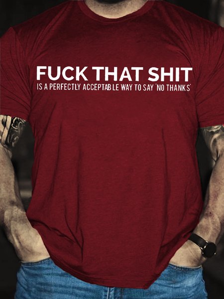 

Men's F.ck That Shit Casual Text Letters Cotton T-Shirt, Red, T-shirts