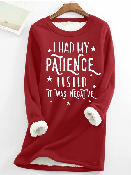 

Women‘s Funny Word Had My Patience Tested Negative Loose Text Letters Sweatshirt, Red, Hoodies&Sweatshirts