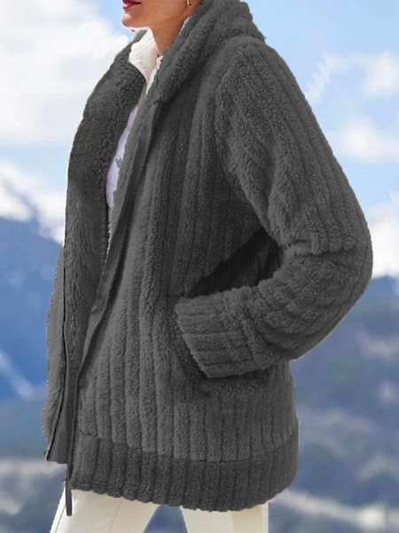 

Casual Plain Sweater Coat, Deep gray, Coats