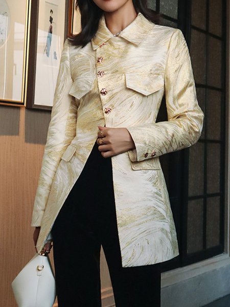 Regular Fit Elegant Shirt Collar Long sleeve Blazer, As picture, Blazers
