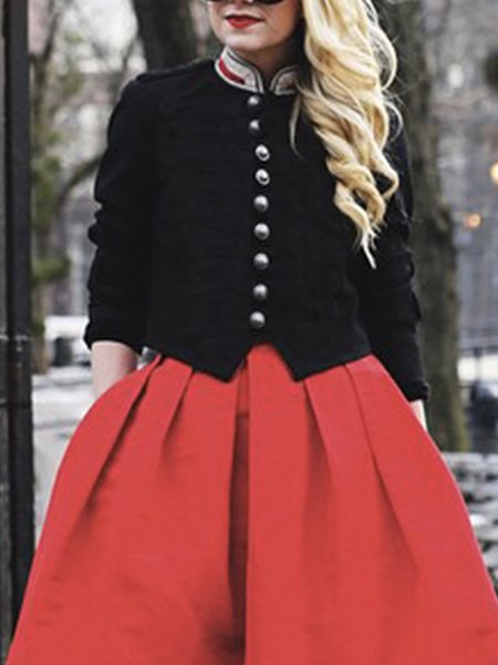 

Elegant Plain Stand Collar Regular Fit Jacket, Black, Jackets
