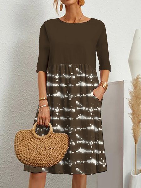 

Casual Ruched Ombre Dress, Deep brown, Midi Dresses