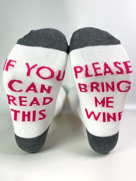 

If You Can Read This Please Bring Me Wine Letter Pattern Cotton Socks Valentine's Day New Year Couple Accessories Decoration, White, Socks