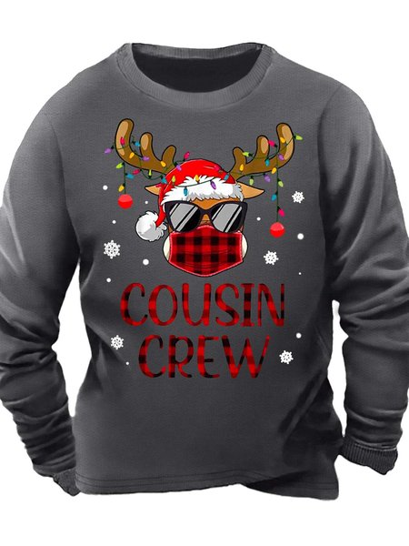 

Men’s Cousin Crew Merry Christmas Moose Regular Fit Casual Text Letters Sweatshirt, Deep gray, Hoodies&Sweatshirts
