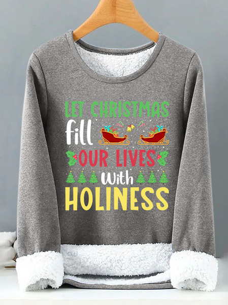 

Lilicloth X Jessanjony Let Christmas Fill Our Lives With Holiness Womens Warmth Fleece Sweatshirt, Gray, Hoodies&Sweatshirts