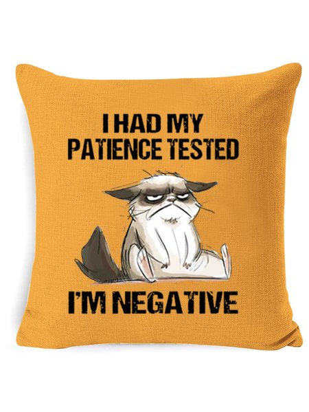 

20*20 Womens I Had My Patience Tested I'm Negative Cat Funny Sarcasm Pillow Covers Decorations For Home, Color6, Pillow Covers