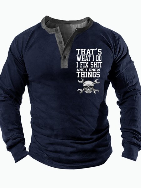 

Men‘s That's What I Do I Fix Shit And I Know Things Vintage Long Sleeve Top, Dark blue, Long Sleeves