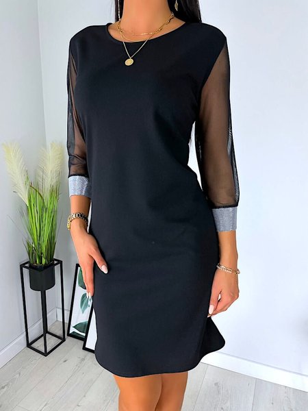 

Loose Crew Neck Casual Dress, Black, Mini Dresses