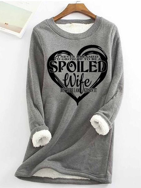 

Women's Funny Word Never dreamed i'd be a spoiled wife Simple Crew Neck Sweatshirt, Gray, Hoodies&Sweatshirts