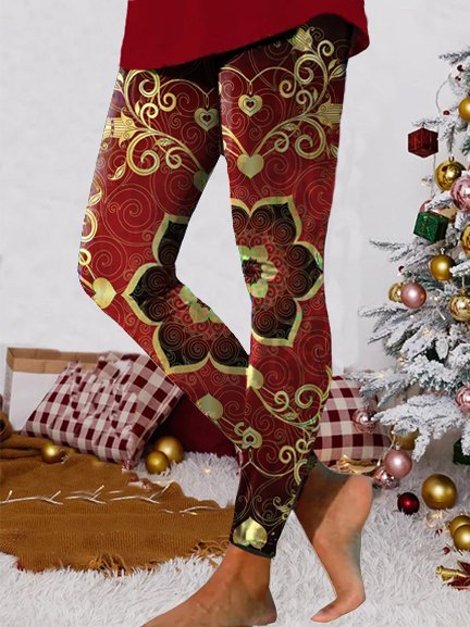 

Tight Floral Casual Leggings, Multicolor, Leggings