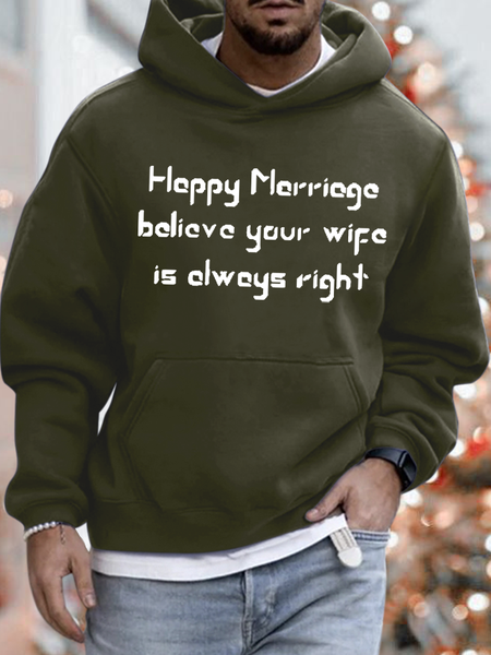 

Lilicloth X Vithya Happy Marriage Believe Your Wife Is Always Right Mens Hoodie, Army green, Hoodies&Sweatshirts
