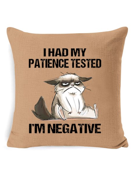 

20*20 Womens I Had My Patience Tested I'm Negative Cat Funny Sarcasm Pillow Covers Decorations For Home, Color5, Pillow Covers