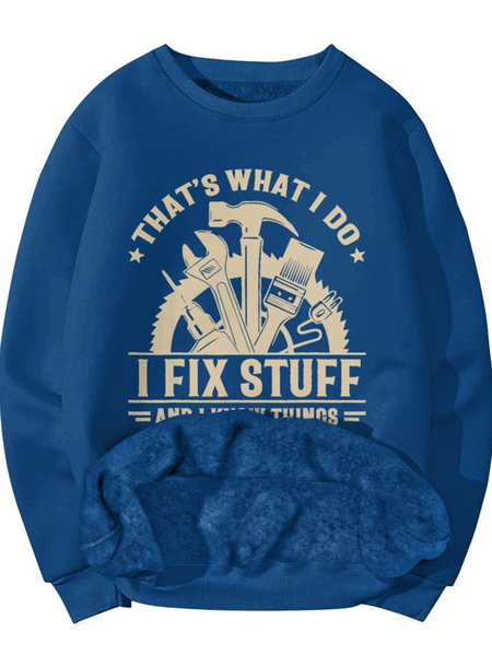 

Men‘s That’s What I Do I Fix Stuff And I Know Things Fleece Cotton-Blend Crew Neck Casual Sweatshirt, Royal blue, Hoodies&Sweatshirts