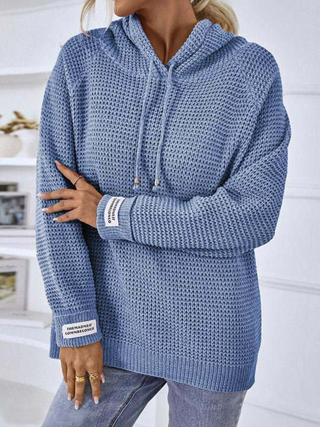 

Casual Solid Color Long Sleeve Hooded Sweater, Blue, Hoodies & Sweatshirts