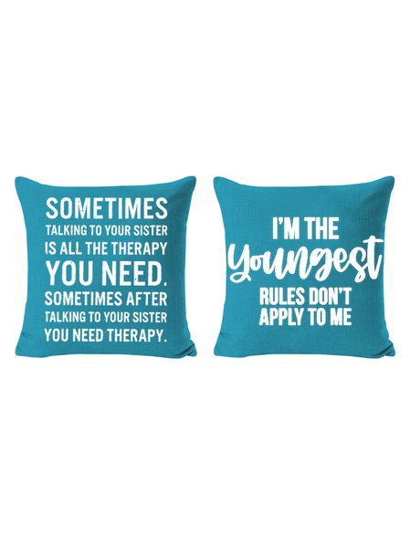 

20*20 Funny Youngest Sister Backrest Cushion Pillow Covers Decorations For Home, Color8, Pillow Covers