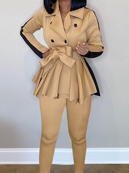 

Regular Fit Urban Color Block Lapel Collar Long sleeve Jacket, Khaki, Jackets