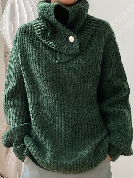 

Casual Turtleneck Plain Wool/Knitting Sweater, Green, Sweaters & Cardigans