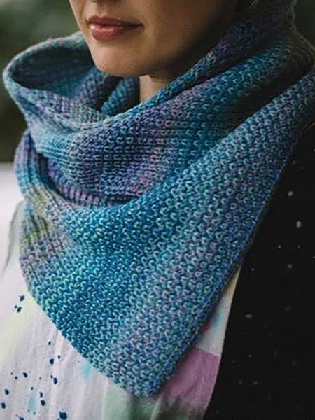 

Casual Gradient Woolen Scarf Autumn Winter Warmth Thickening Accessories, Blue, Women Scarves & Shawls
