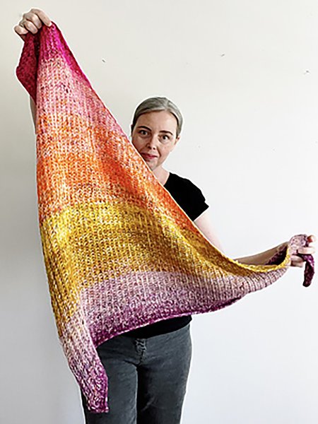 

Casual Vintage Gradient Rainbow Wool Crochet Scarf Autumn Winter Warming Accessories, Multicolor, Women Scarves & Shawls