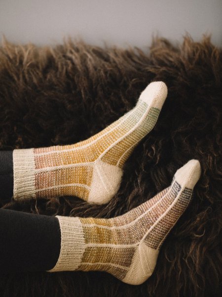 

Beige Gradient Pattern Wool Crochet Socks Ethnic Vintage Accessories, Socks