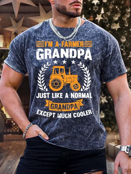 

Men’s I’m A Farmer Grandpa Just Like A Normal Grandpa Except Much Cooler Casual Text Letters T-Shirt, Deep blue, T-shirts