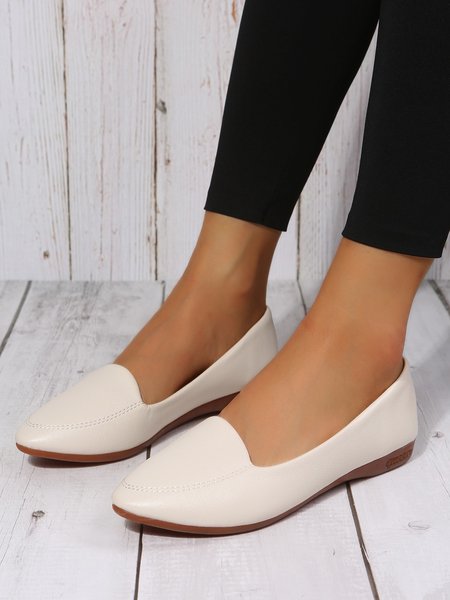 

Women's Plain Stitch Detail Flat Shoes, Beige, Flats