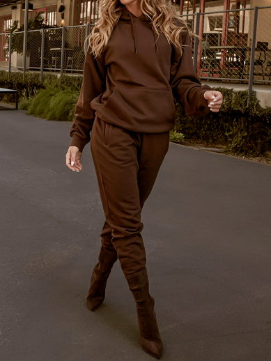 

Casual Hoodie Two-Piece Set, Deep khaki, Clothing