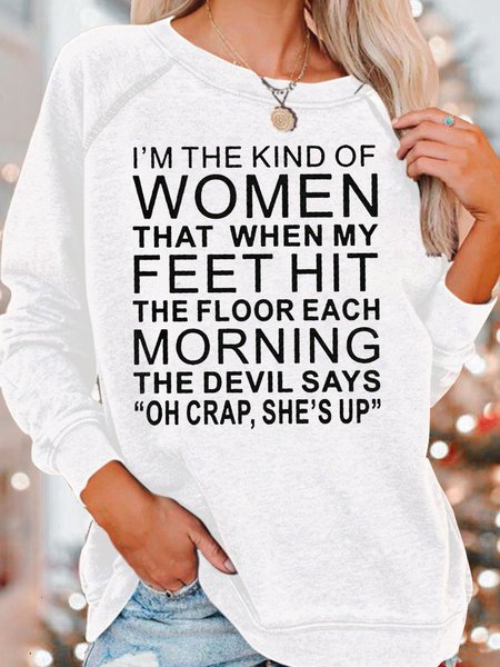

Women's Funny Cute She's up Saying Casual Crew Neck Sweatshirt, White, Hoodies&Sweatshirts