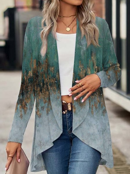 

Casual Loose Shawl Collar Ombre Other Coat, Multicolor, Cardigans