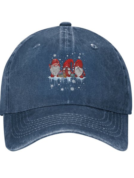 

Three Chirsmas Santas Festival Graphic Adjustable Hat, Navy blue, Hats
