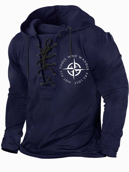 

Men' Not All Those Who Wander Are Lost Casual Regular Fit Text Letters Sweatshirt, Deep blue, Hoodies&Sweatshirts