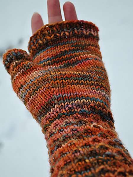 

Casual Gradient Striped Long Half Finger Gloves Ethnic Vintage Accessories, Orange, Women Gloves