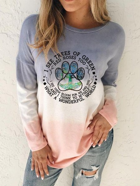 

Tree Obmer Loose Casual Crew Neck Ombre Sweatshirt, Multicolor, Sweatshirts & Hoodies