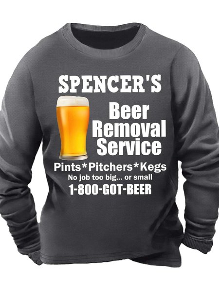 

Men’s Spencer’s Beer Removal Service Casual Text Letters Sweatshirt, Deep gray, Hoodies&Sweatshirts