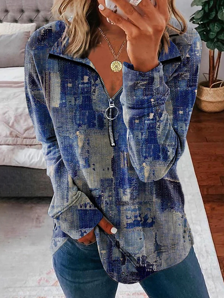

Ombre V Neck Casual Loose Sweatshirt, Blue, Sweatshirts & Hoodies