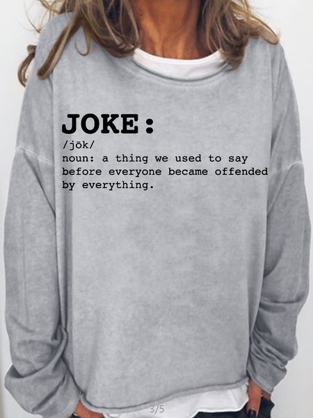 

Women's Funny JOKE Define Casual Crew Neck Letters Sweatshirt, Light gray, Hoodies&Sweatshirts