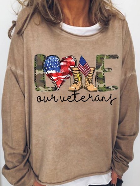 

Women's Love Our Veterans US Military Gifts Casual Letters Sweatshirt, Light brown, Hoodies&Sweatshirts